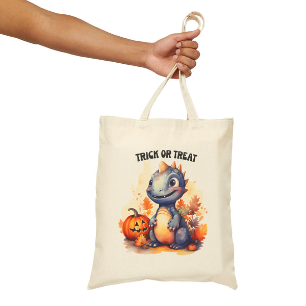 Dinosaur Cotton Tote Bag for Trick or Treaters | Cute Halloween Candy Carrier