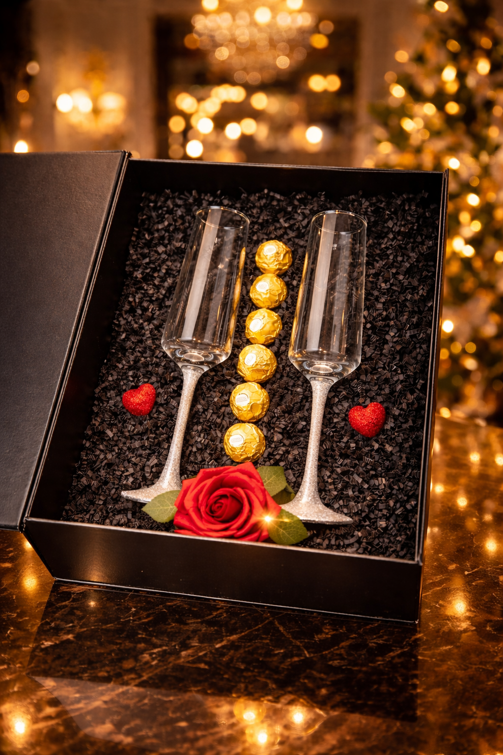 Luxury Engraved Glasses & Chocolate Gift Box