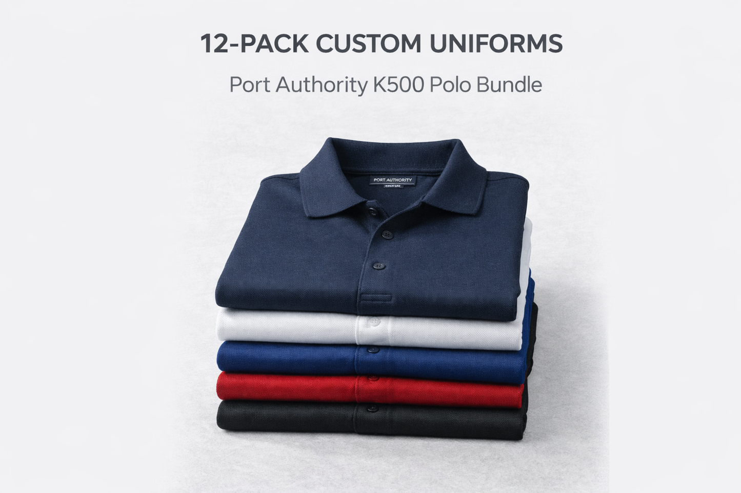 12-Pack Custom Embroidered Port Authority Polos for Small Business - AzaleaDC