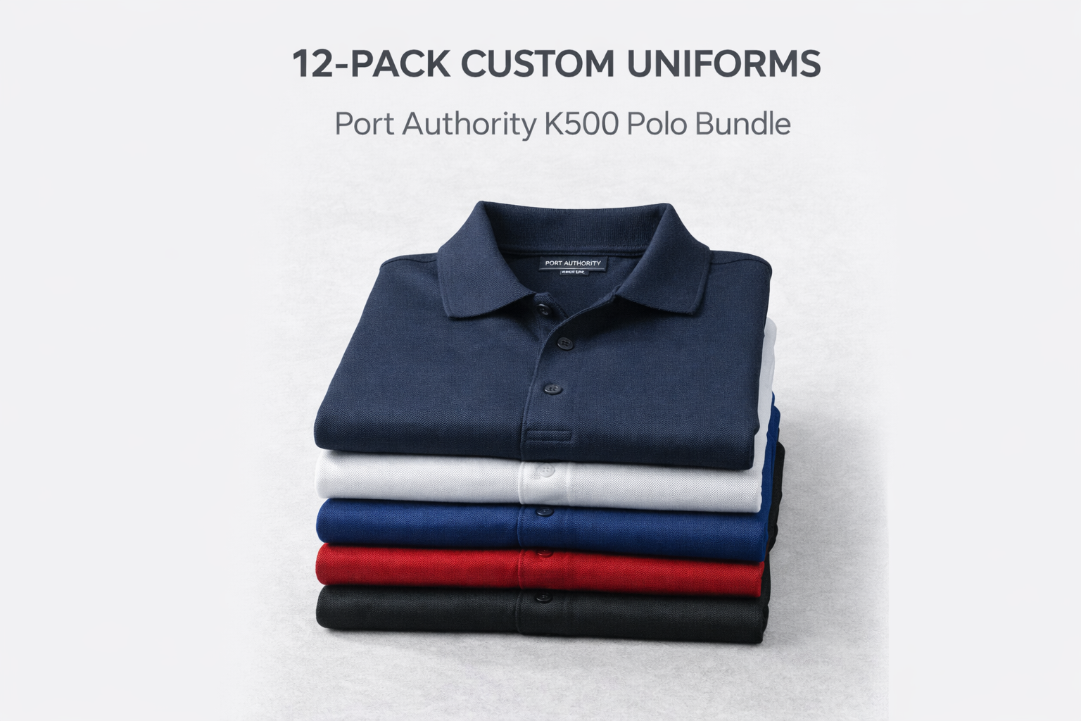 12-Pack Custom Embroidered Port Authority Polos for Small Business - AzaleaDC