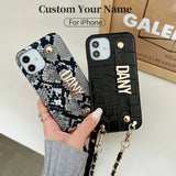 Genuine Leather Phone Case Cover Customized Your Name iPhone 15 14 14Pro Max 14Plus 13Pro 12 11