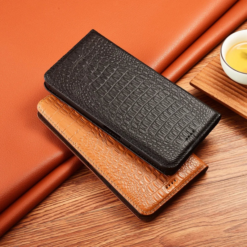 Crocodile Back Genuine Leather Phone Case