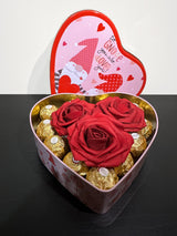 Flowers and Chocolate Gift - Valentine Gift - Gift for Her - Chocolate and Wine - Chocolate and Roses Gift