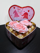 Flowers and Chocolate Gift - Valentine Gift - Gift for Her - Chocolate and Wine - Chocolate and Roses Gift