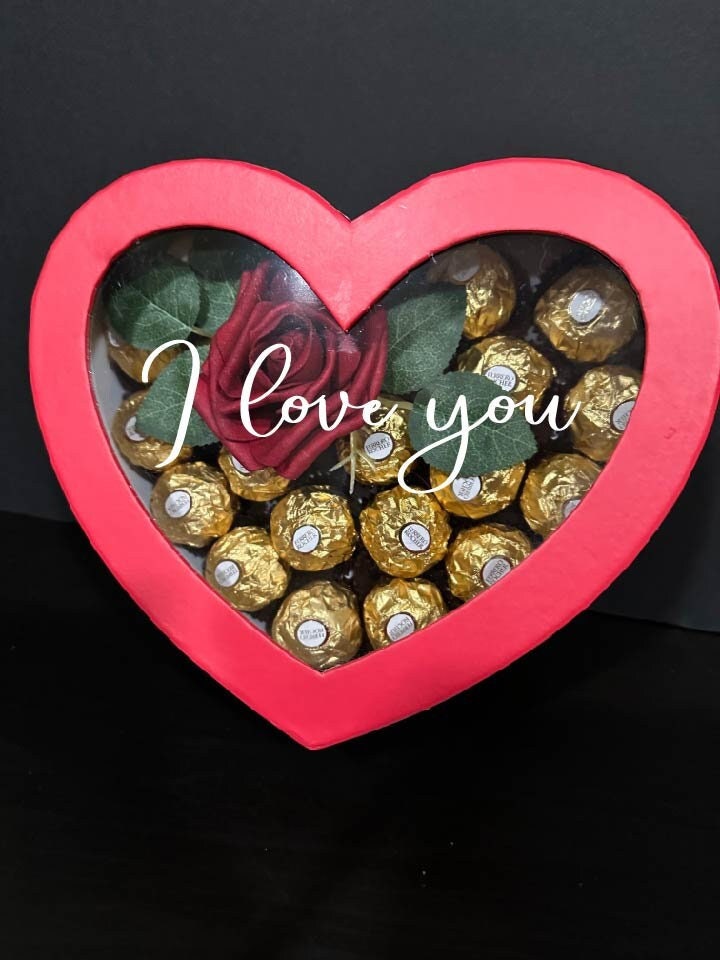 Flowers and Chocolate Gift - Valentine Gift- Gift for Her - Chocolate and Roses Gift - Valentine's Day