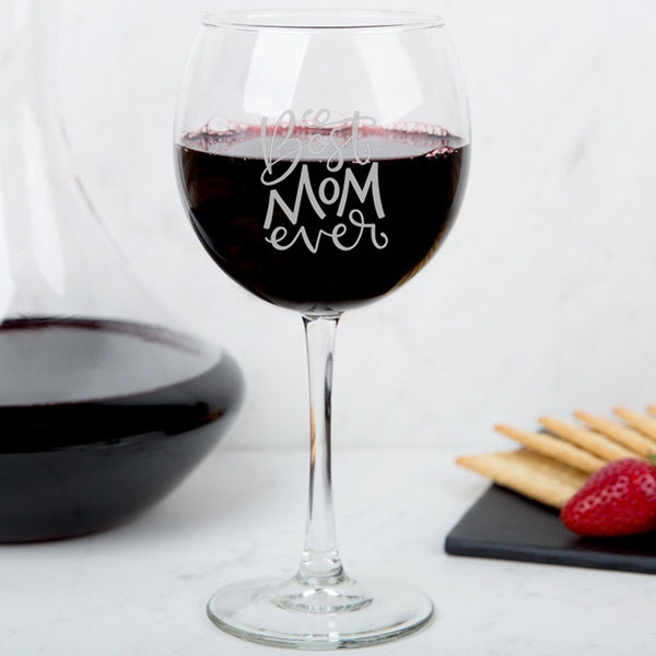 Best Mom Engraved  Mom Personalized Wine Glass,