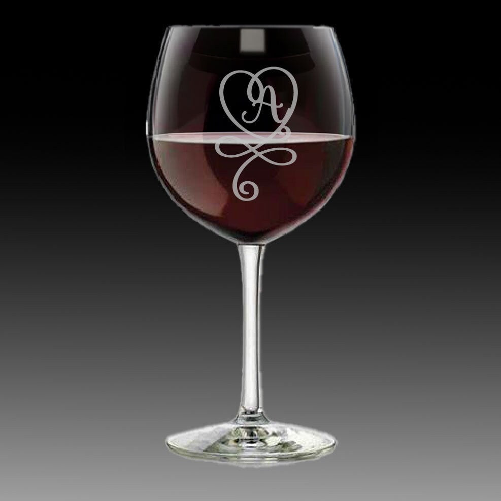 Custom Wine Glass - Initial Wine Glass - Monogram Glass - Gift for Wife - Gift for Her - Wedding -Valentine Gift
